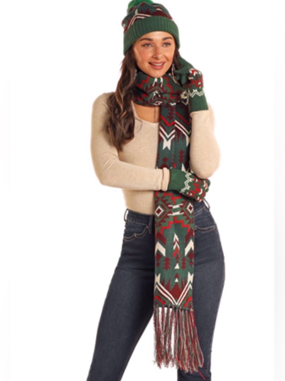 Rock & Roll Denim Aztec Scarf Gift Set - Picture 1 of 10